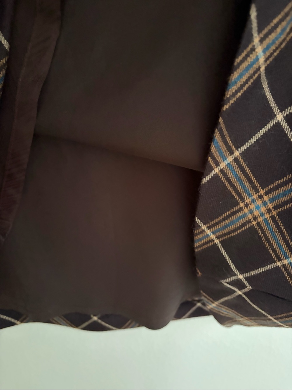 Vintage Dana Buchman Chocolate Brown 100% Wool Plaid A-Line Maxi Skirt Hong Kong - Picture 8 of 9